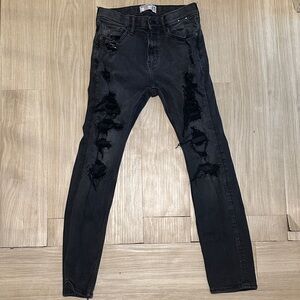 Abercrombie Kids Black Distressed Slim Jeans